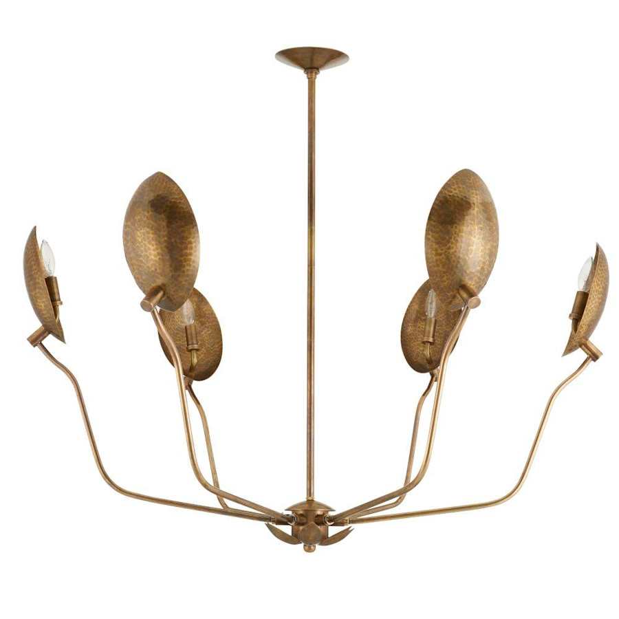 Arteriors Flores 6 Light 46" Wide Chandelier with Hammered Brass Shades