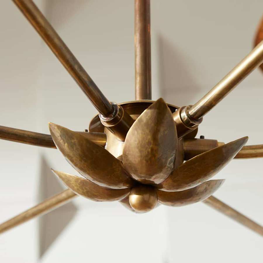 Arteriors Flores 6 Light 46" Wide Chandelier with Hammered Brass Shades