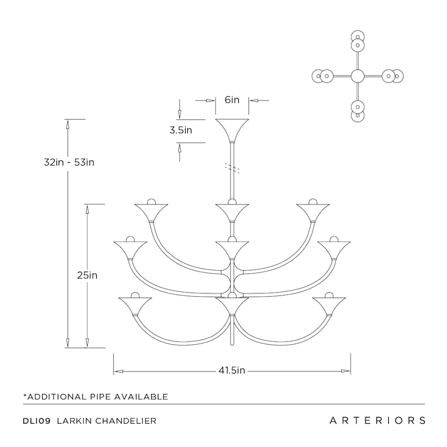 Arteriors Larkin Chandelier 12 Light 42" Wide Wrought Iron Abstract Chandelier