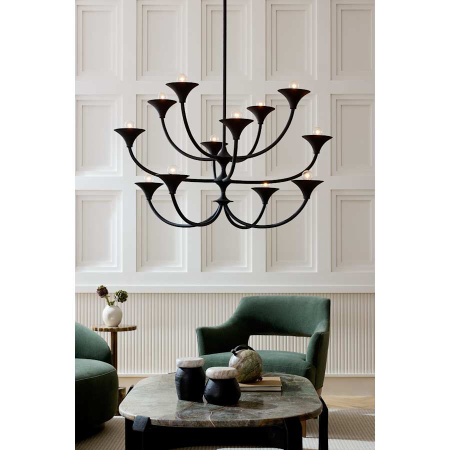 Arteriors Larkin Chandelier 12 Light 42" Wide Wrought Iron Abstract Chandelier