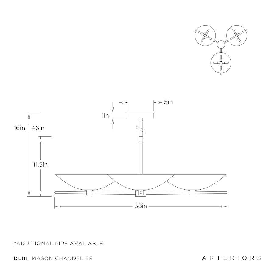 Arteriors Mason Chandelier 9 Light 38" Wide Chandelier