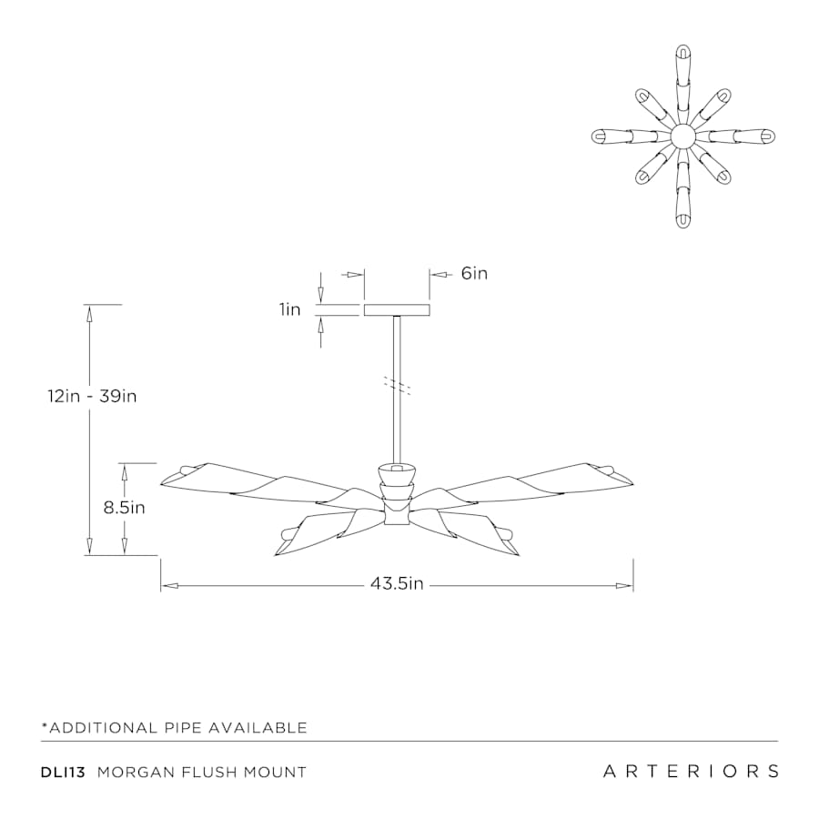 Arteriors Morgan Flush Mount 8 Light 44" Wide Abstract Chandelier