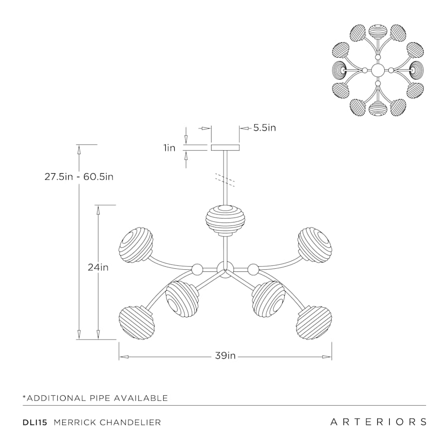 Arteriors Merrick Chandelier 12 Light 39" Wide Abstract Sputnik Chandelier
