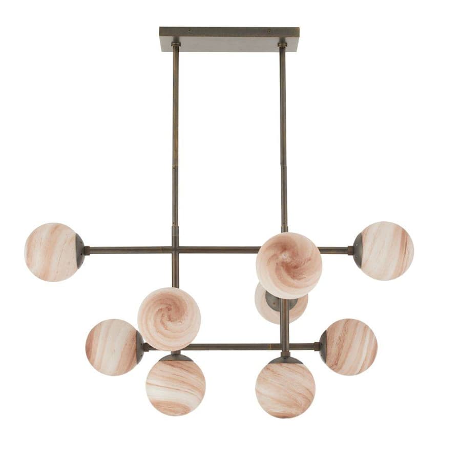 Arteriors Hadden 9 Light 38" Wide Linear Chandelier with Swirl Glass Shades