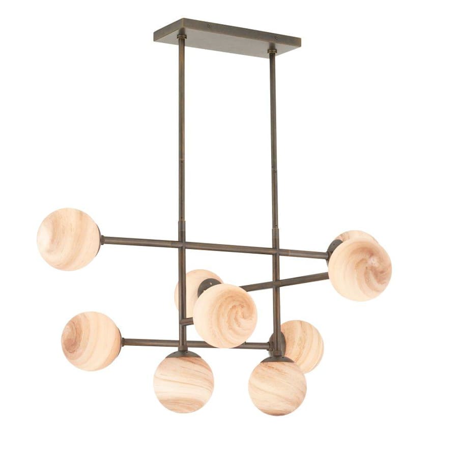 Arteriors Hadden 9 Light 38" Wide Linear Chandelier with Swirl Glass Shades