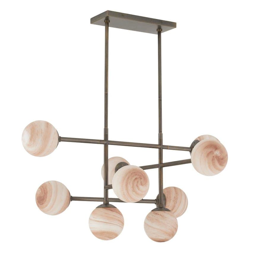 Arteriors Hadden 9 Light 38" Wide Linear Chandelier with Swirl Glass Shades