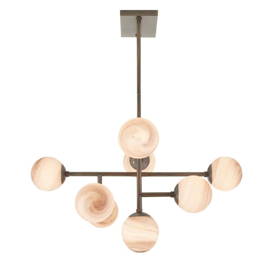 Arteriors Hadden 9 Light 38" Wide Linear Chandelier with Swirl Glass Shades