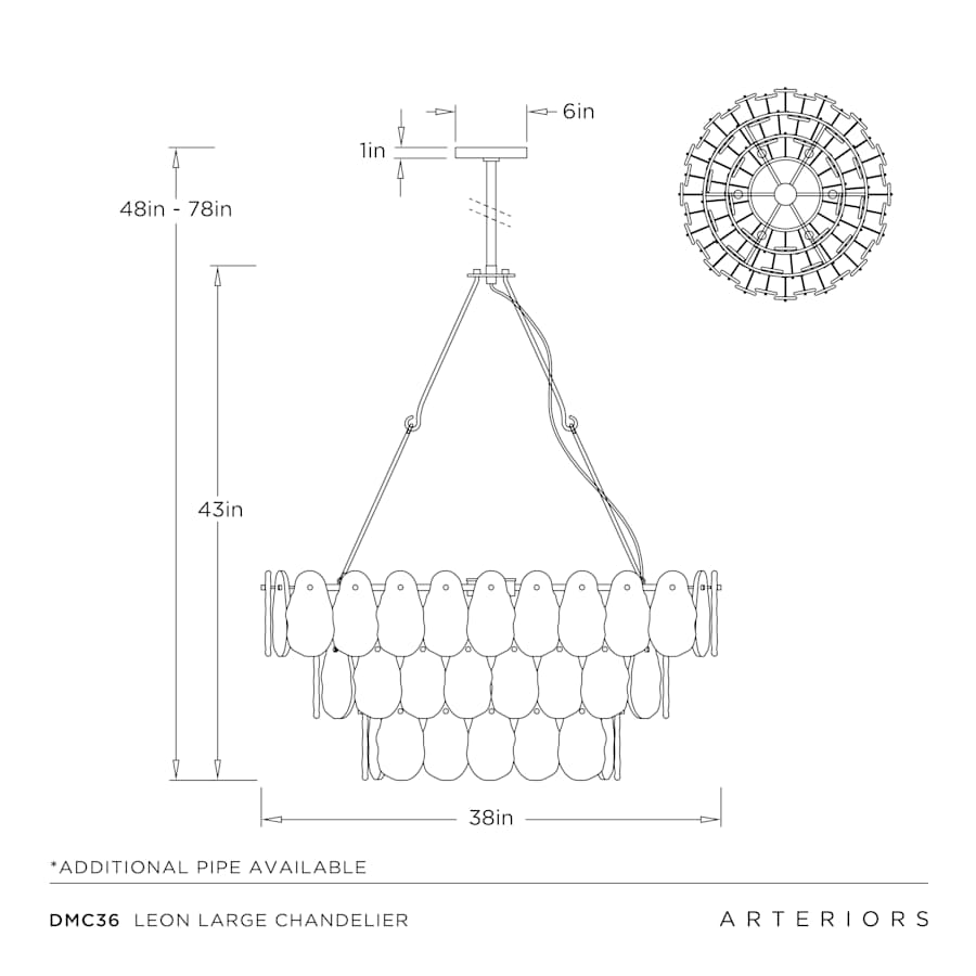 Arteriors Leon Large Chandelier 7 Light 38" Wide Waterfall Chandelier