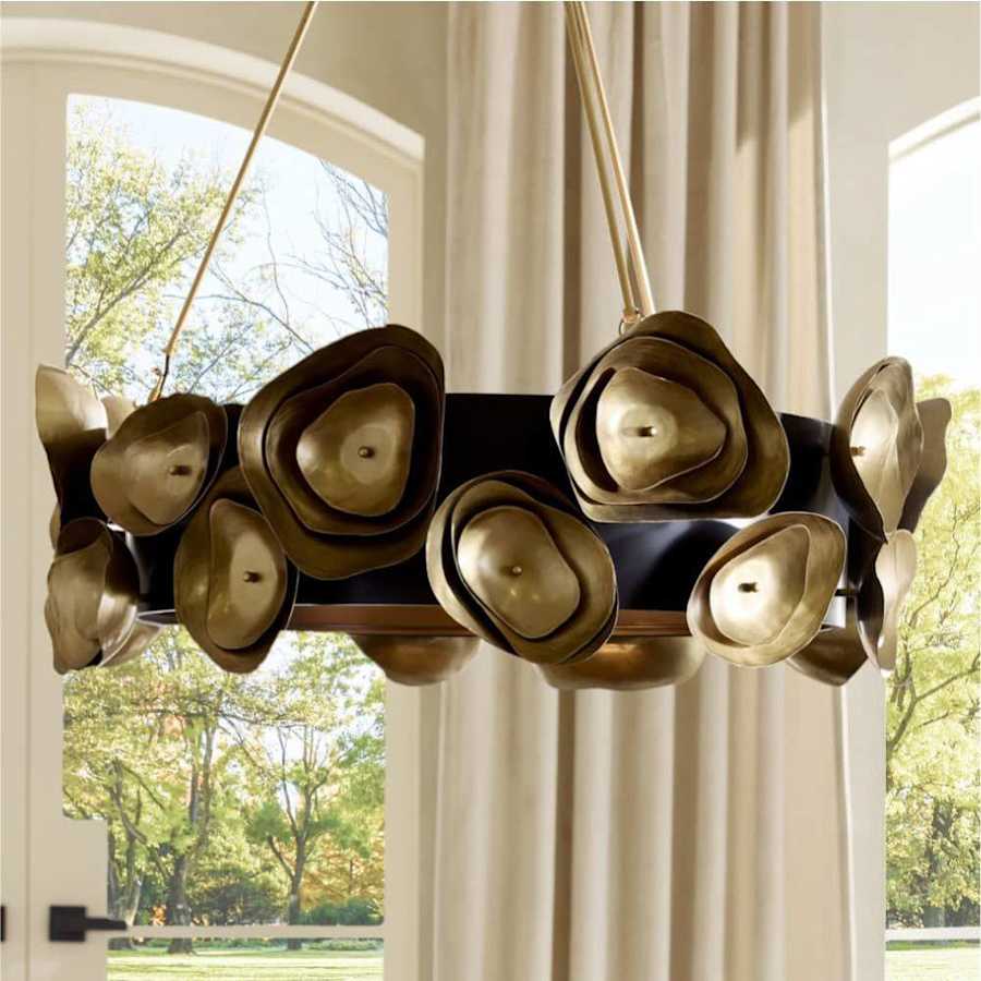 Arteriors Gaia 6 Light 36" Wide Drum Chandelier with Steel Shade