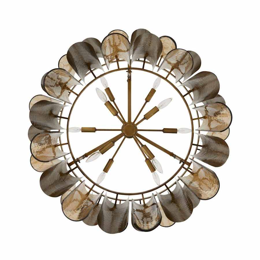Arteriors Faramond 10 Light 35" Wide Waterfall Chandelier with Iron and Hammered Glass Shades
