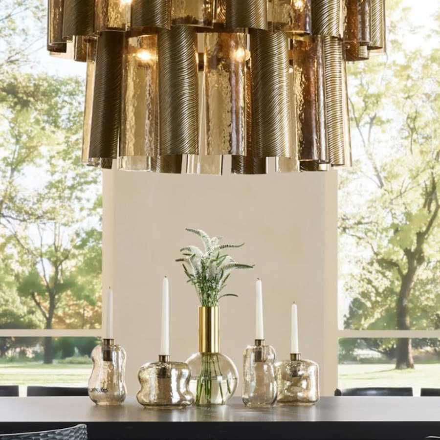 Arteriors Faramond 10 Light 35" Wide Waterfall Chandelier with Iron and Hammered Glass Shades