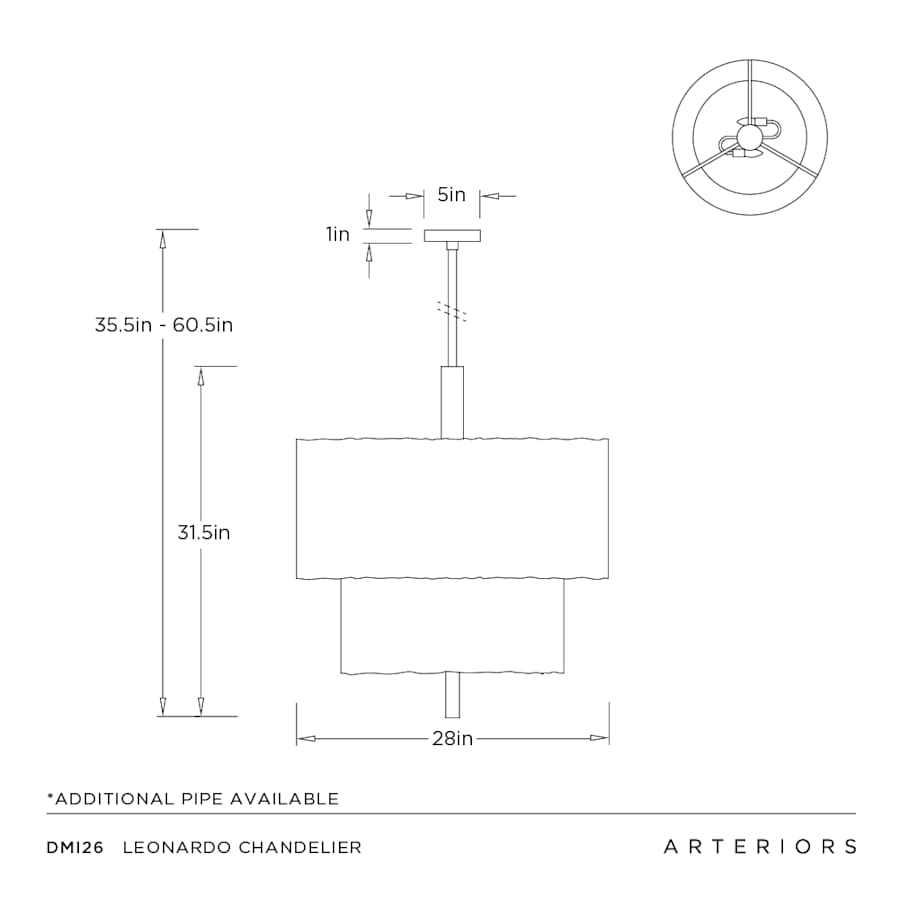 Arteriors Leonardo Chandelier 4 Light 28" Wide Drum Chandelier