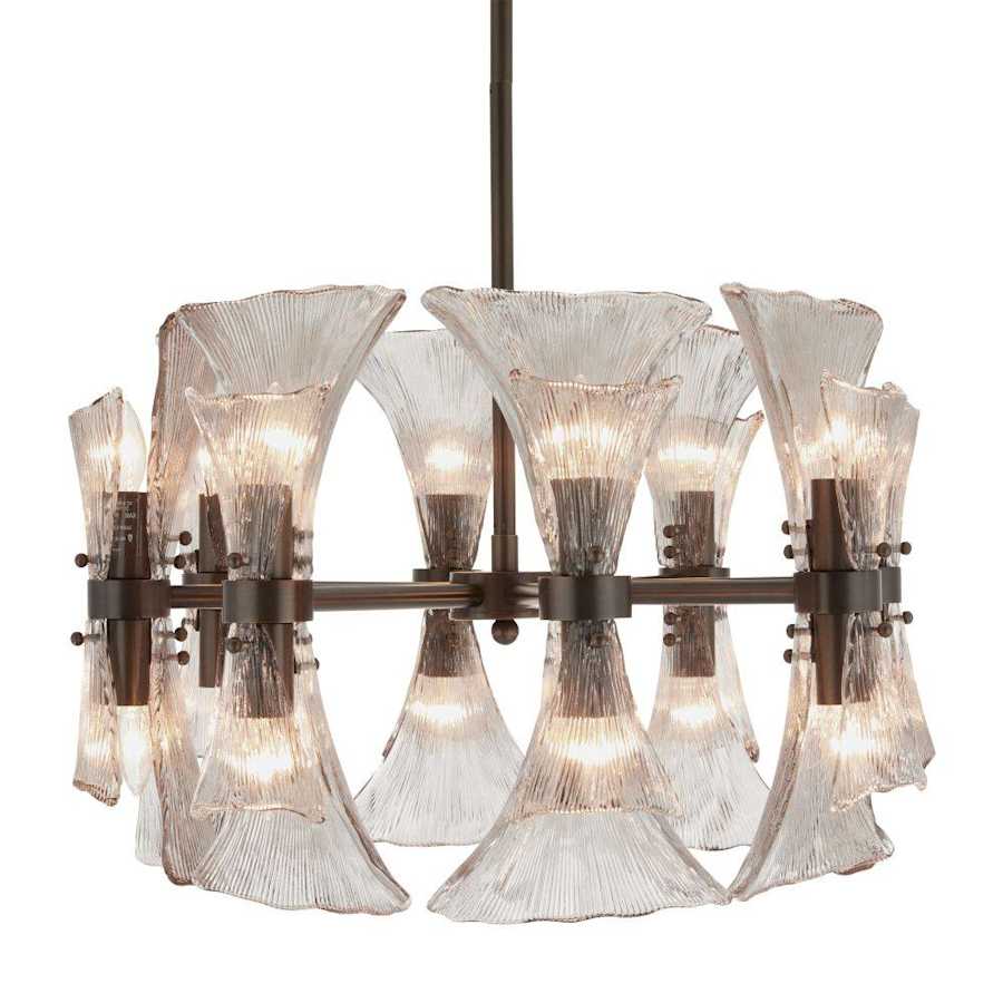 Arteriors Gwendolyn 16 Light 24" Wide Chandelier with Ribbed Glass Shades