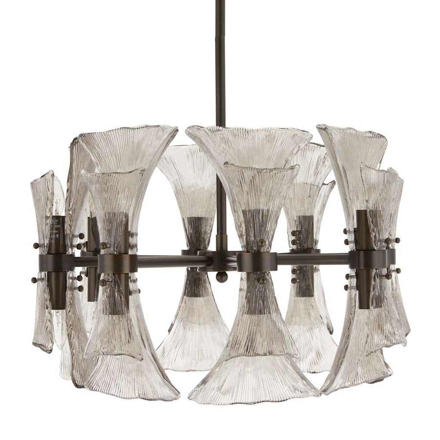 Arteriors Gwendolyn 16 Light 24" Wide Chandelier with Ribbed Glass Shades