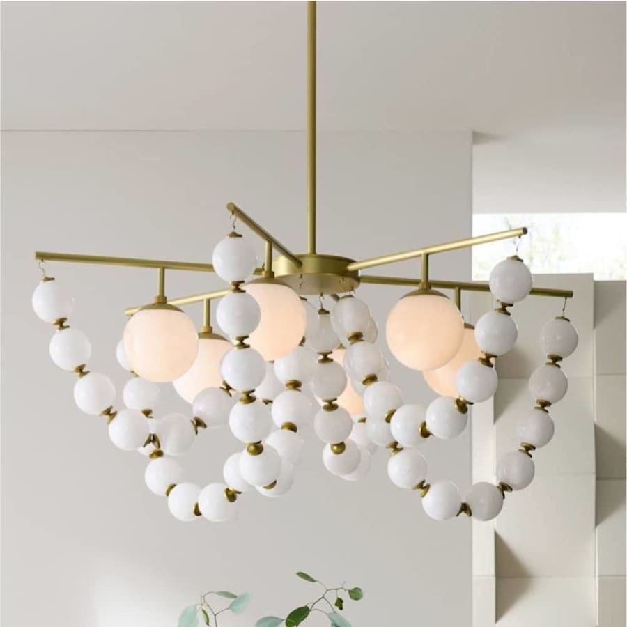 Arteriors Genesis 5 Light 42" Wide Chandelier with Opal Glass Shades