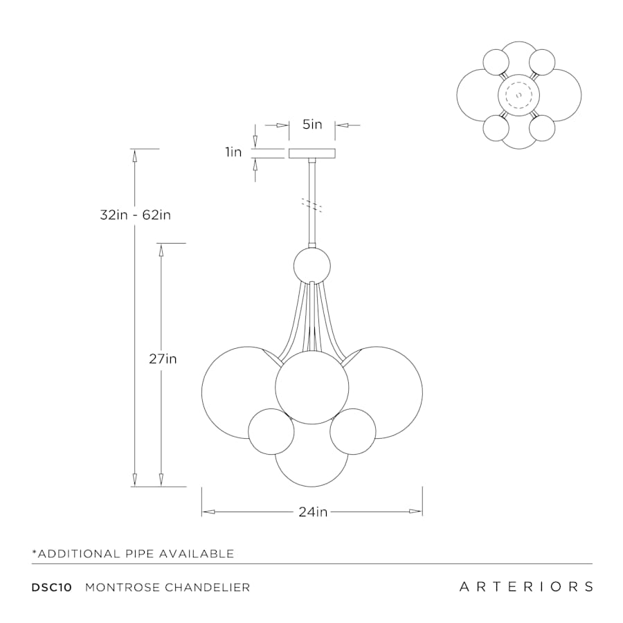 Arteriors Montrose Chandelier 9 Light 24" Wide Chandelier
