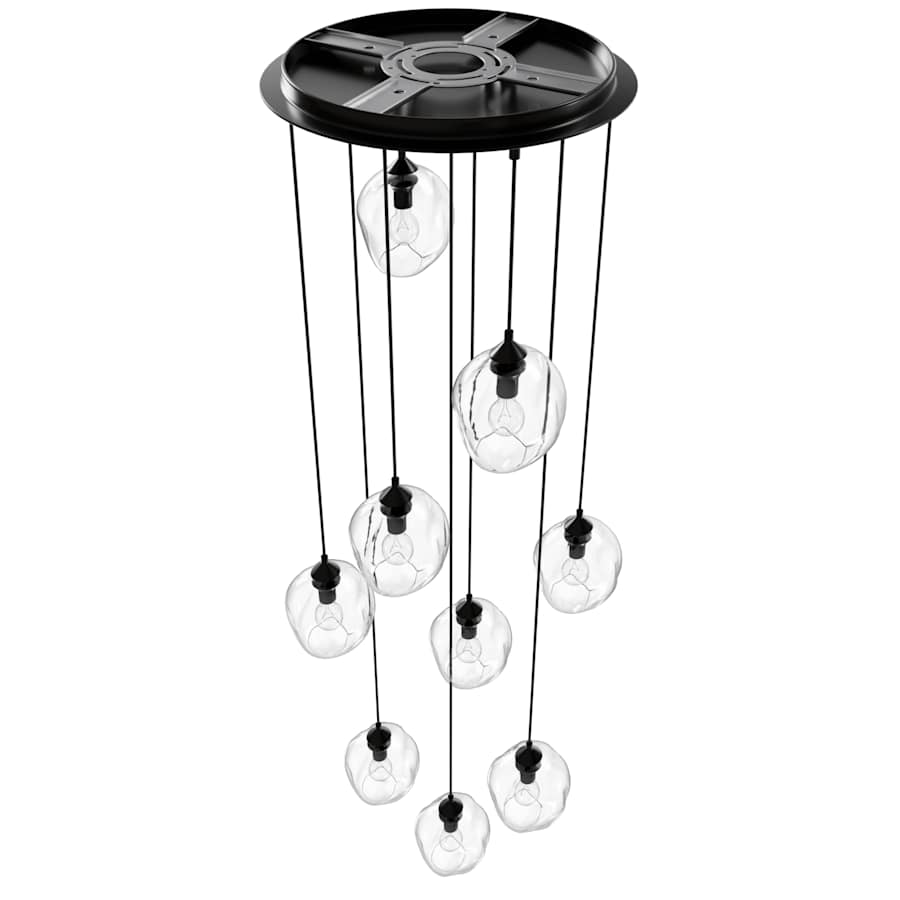 Avenue Lighting Sonoma Ave. 9 Light 37" Wide Multi Light Pendant with Water Glass Shades