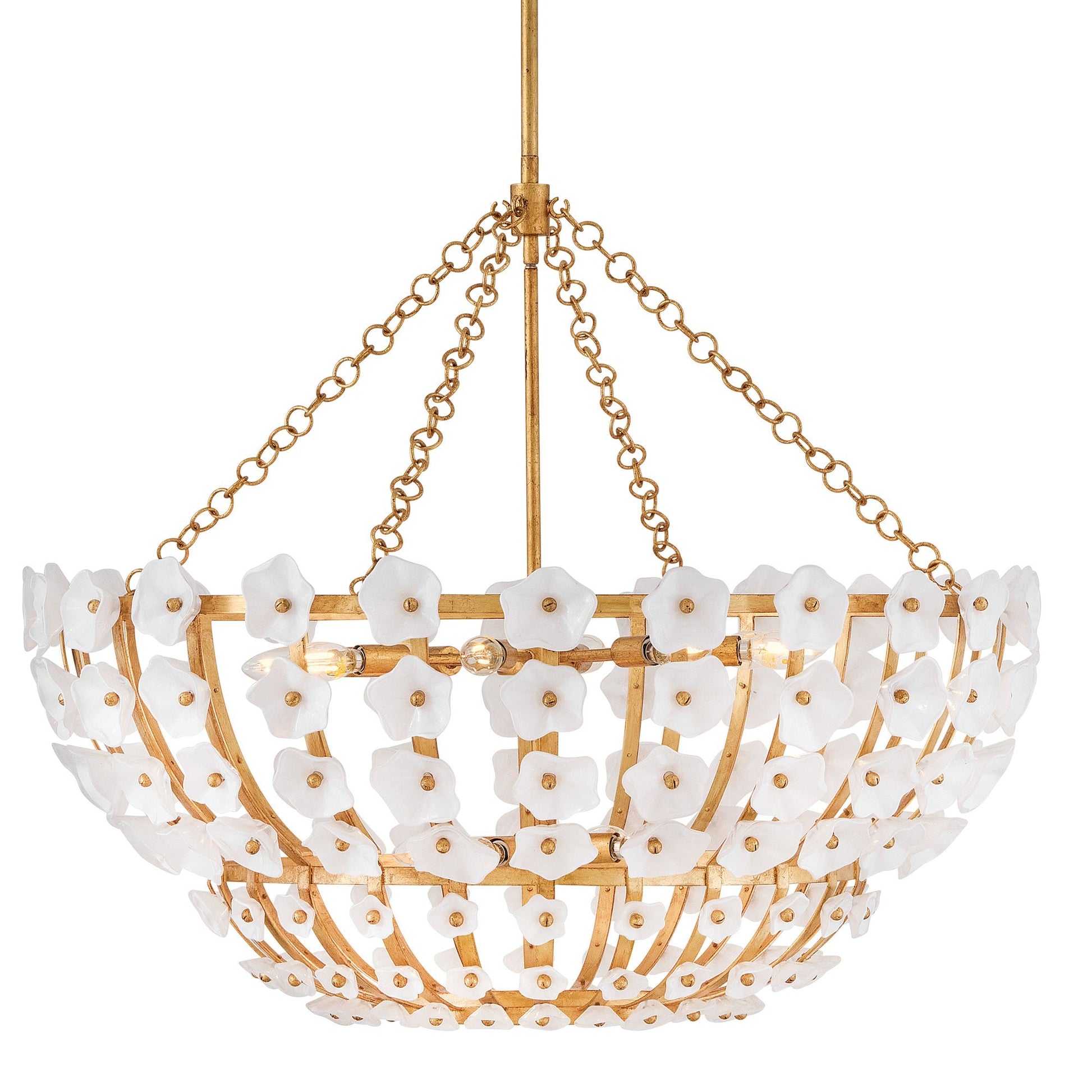 Brass Bloom Glass Chandelier