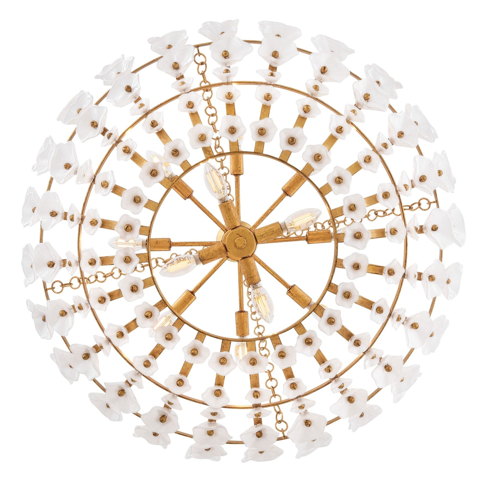 Brass Bloom Glass Chandelier