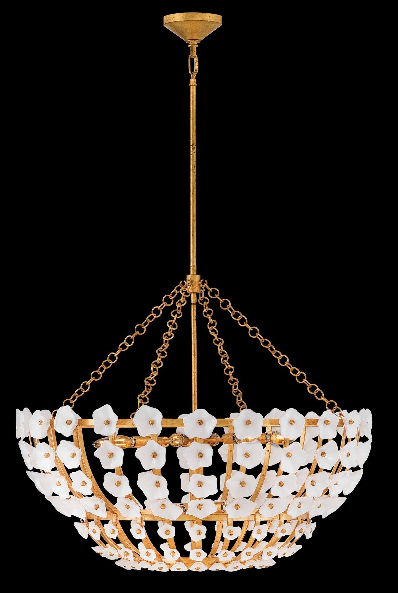 Brass Bloom Glass Chandelier