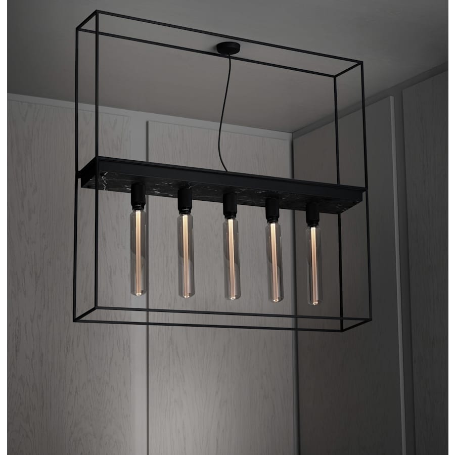 Buster + Punch Caged 5 Light 44" Wide Linear Chandelier