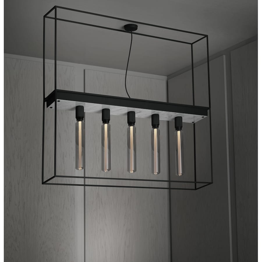 Buster + Punch Caged 5 Light 44" Wide Linear Chandelier