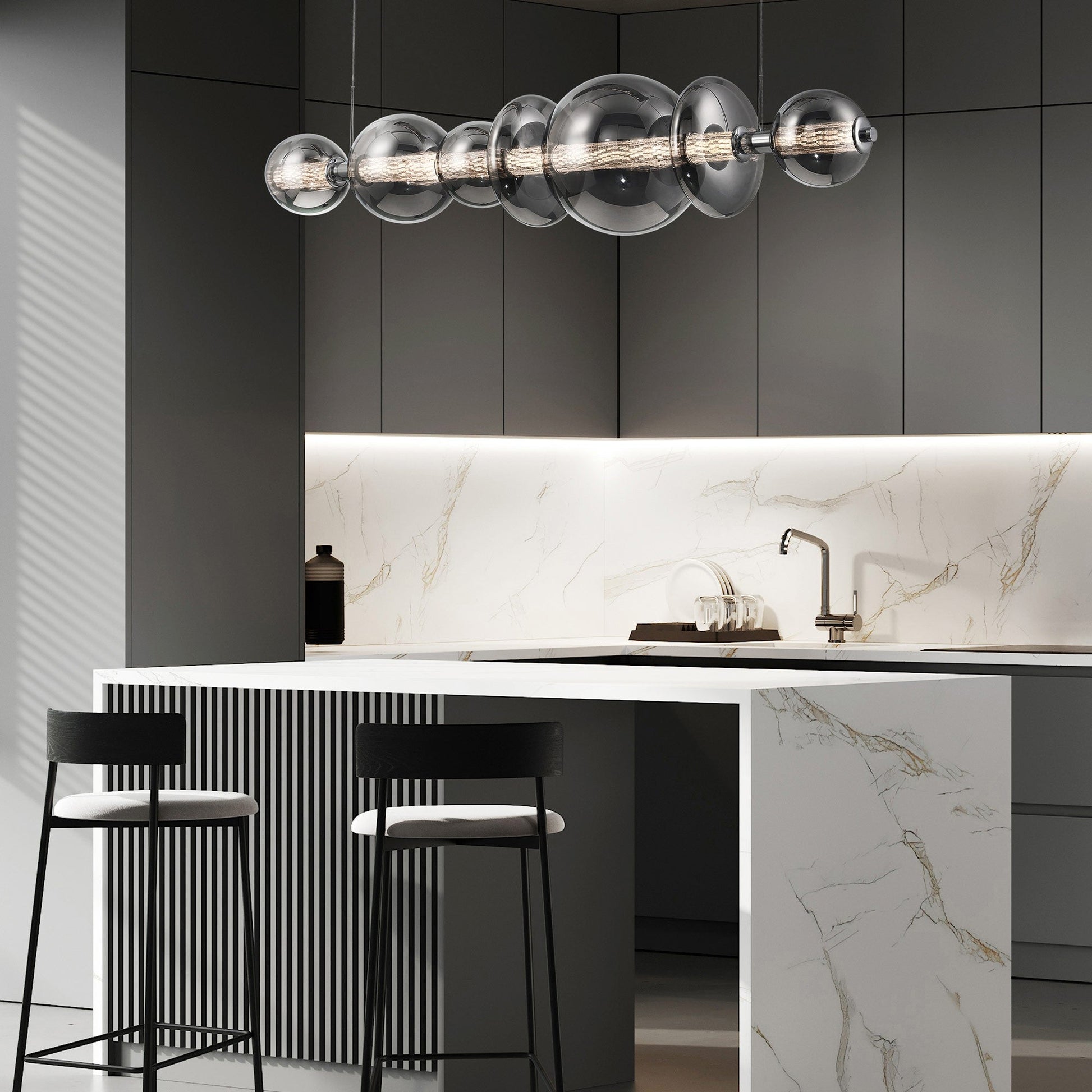 Chrome Linear Prism LED Chandelier