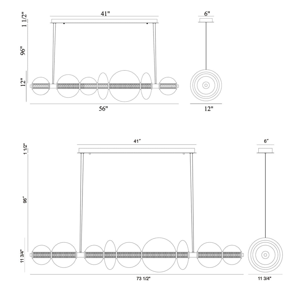 Chrome Linear Prism LED Chandelier