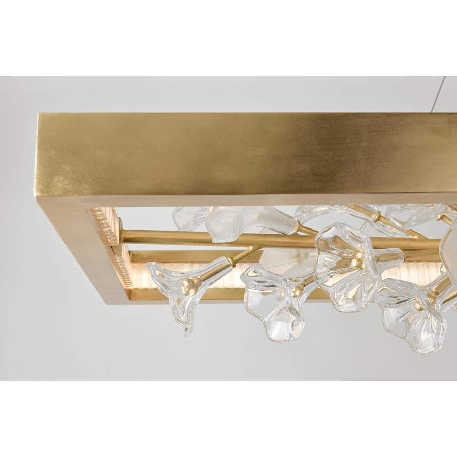 Corbett Lighting Jasmine 60" Wide LED Suspension Linear Chandelier with Flower Motif Centerpiece