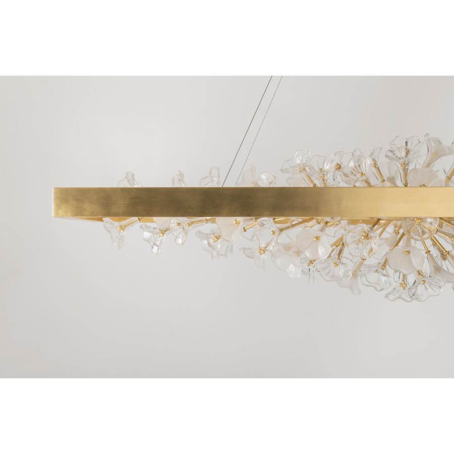 Corbett Lighting Jasmine 60" Wide LED Suspension Linear Chandelier with Flower Motif Centerpiece