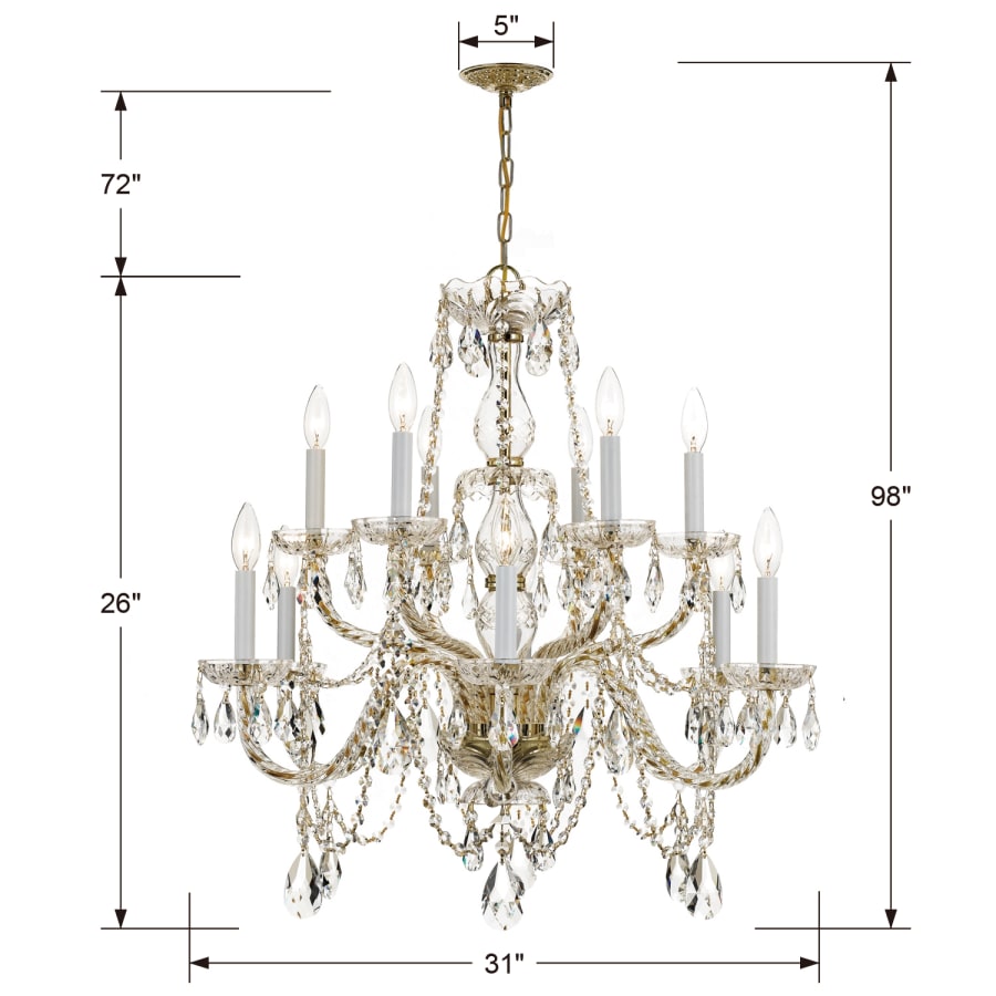 Crystorama Lighting Group Traditional Crystal 12 Light 31" Wide Crystal Chandelier with Swarovski Strass Crystal Accents
