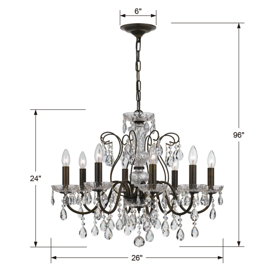 Crystorama Lighting Group Butler 8 Light 26" Wide Crystal Chandelier with Swarovski Strass Crystal Accents