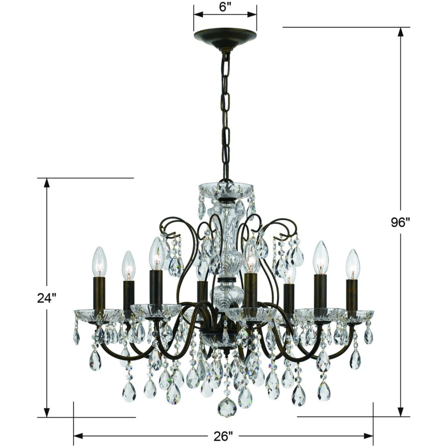 Crystorama Lighting Group Butler 8 Light 26" Wide Crystal Chandelier with Swarovski Strass Crystal Accents