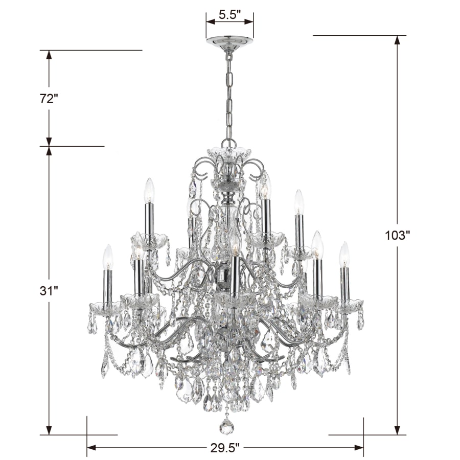 Crystorama Lighting Group Imperial 12 Light 30" Wide Crystal Chandelier with Swarovski Strass Crystal Accents
