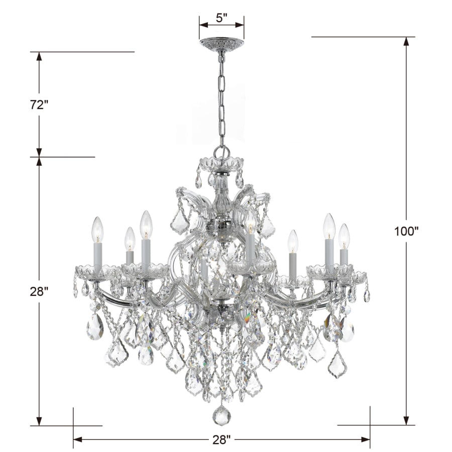 Crystorama Lighting Group Maria Theresa 9 Light 28" Wide Crystal Chandelier with Swarovski Strass Crystal Accents