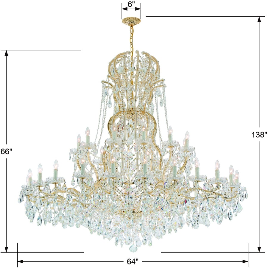 Crystorama Lighting Group Maria Theresa 37 Light 64" Wide Crystal Chandelier with Swarovski Strass Crystal Accents