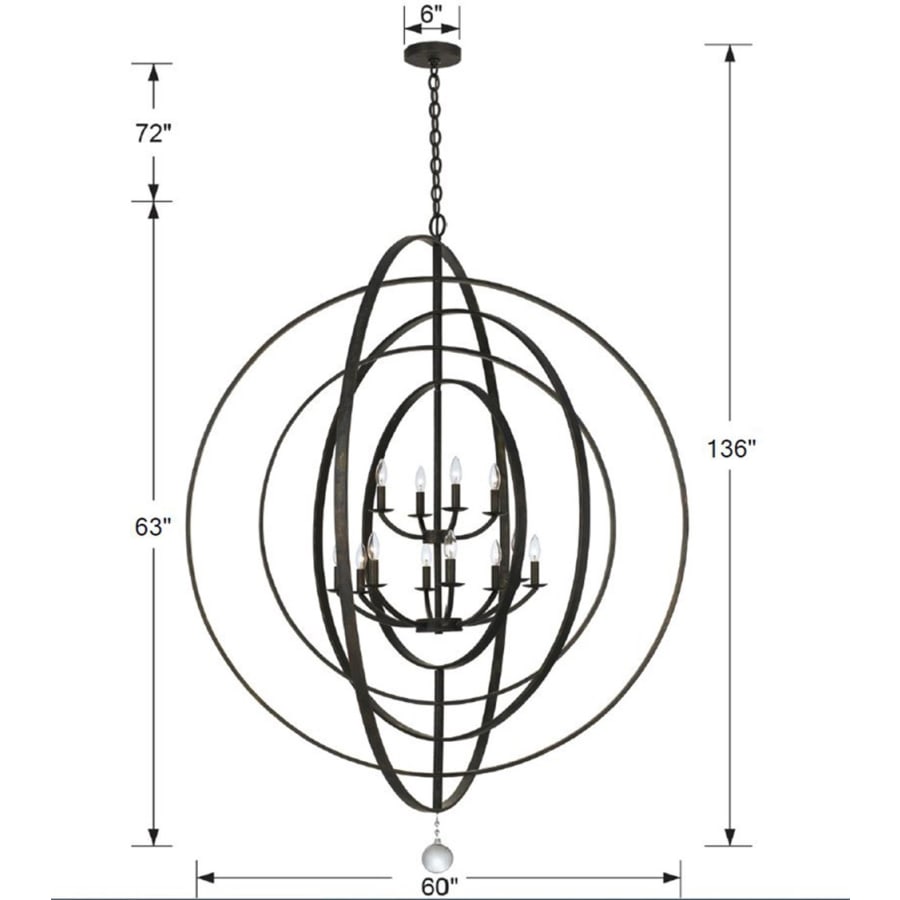 Crystorama Lighting Group Luna 12 Light 60" Wide Taper Candle Chandelier
