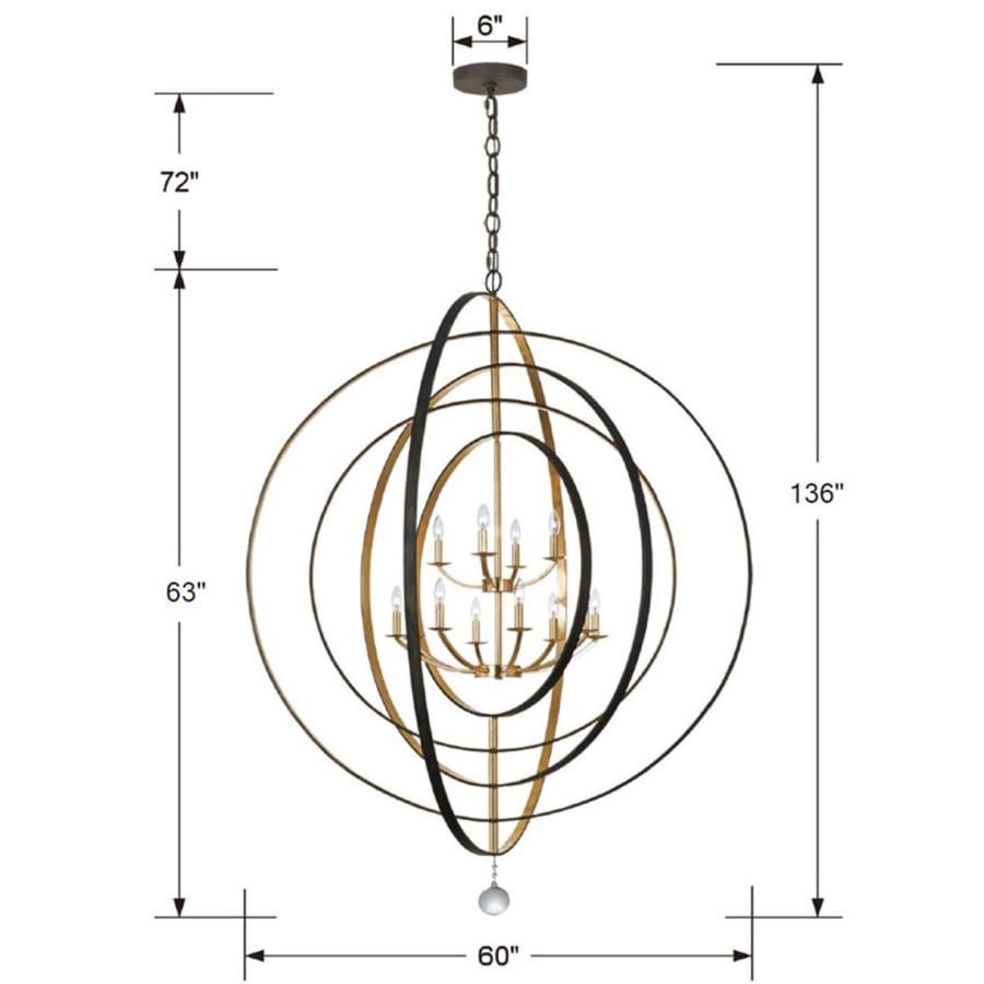 Crystorama Lighting Group Luna 12 Light 60" Wide Taper Candle Chandelier