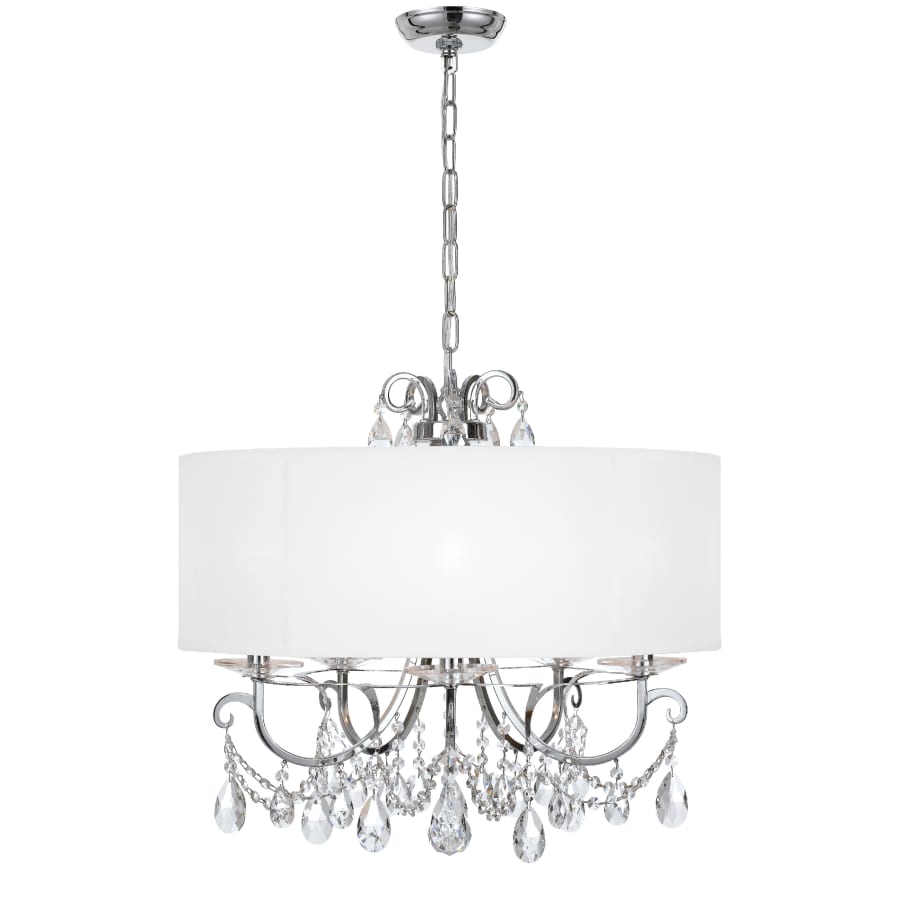 Crystorama Lighting Group Othello 5 Light 24" Wide Crystal Drum Chandelier with Silk Shade and Swarovski Strass Crystal Accents