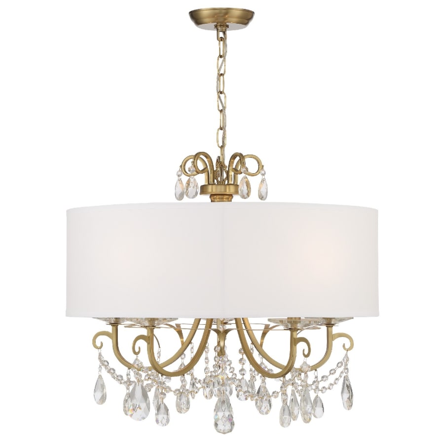 Crystorama Lighting Group Othello 5 Light 24" Wide Crystal Drum Chandelier with Silk Shade and Swarovski Strass Crystal Accents
