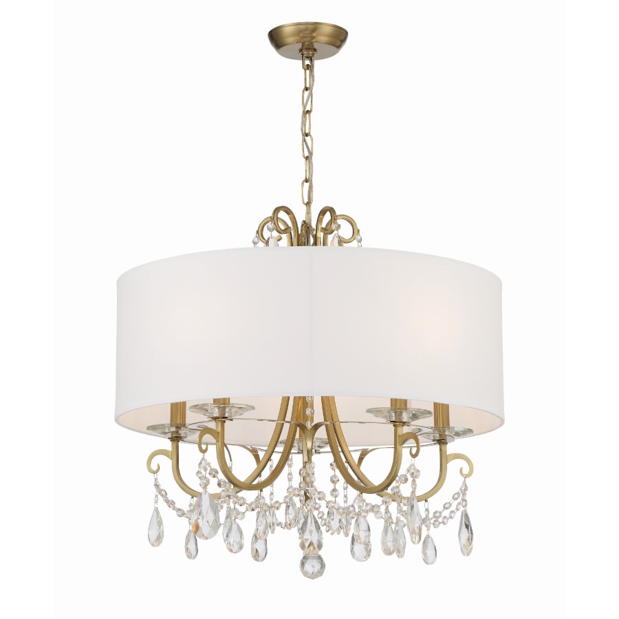 Crystorama Lighting Group Othello 5 Light 24" Wide Crystal Drum Chandelier with Silk Shade and Swarovski Strass Crystal Accents