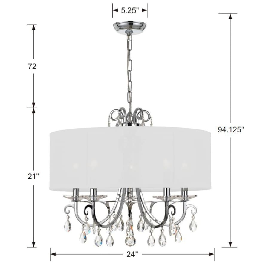 Crystorama Lighting Group Othello 5 Light 24" Wide Crystal Drum Chandelier with Silk Shade and Swarovski Strass Crystal Accents