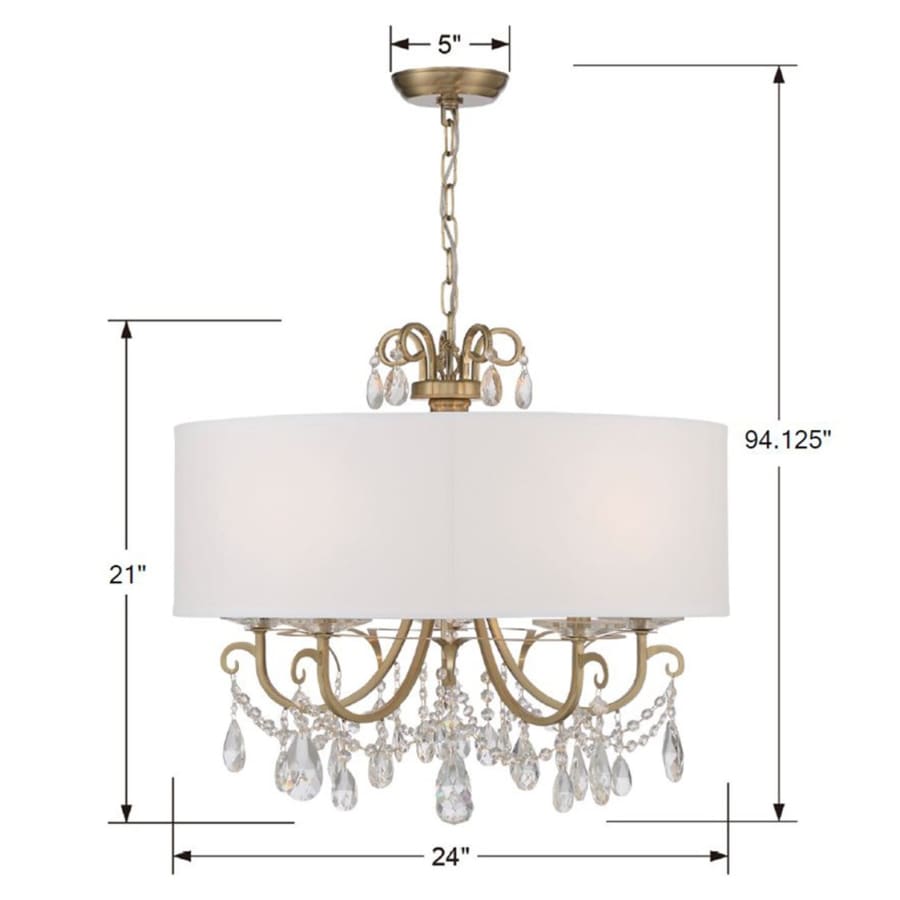 Crystorama Lighting Group Othello 5 Light 24" Wide Crystal Drum Chandelier with Silk Shade and Swarovski Strass Crystal Accents