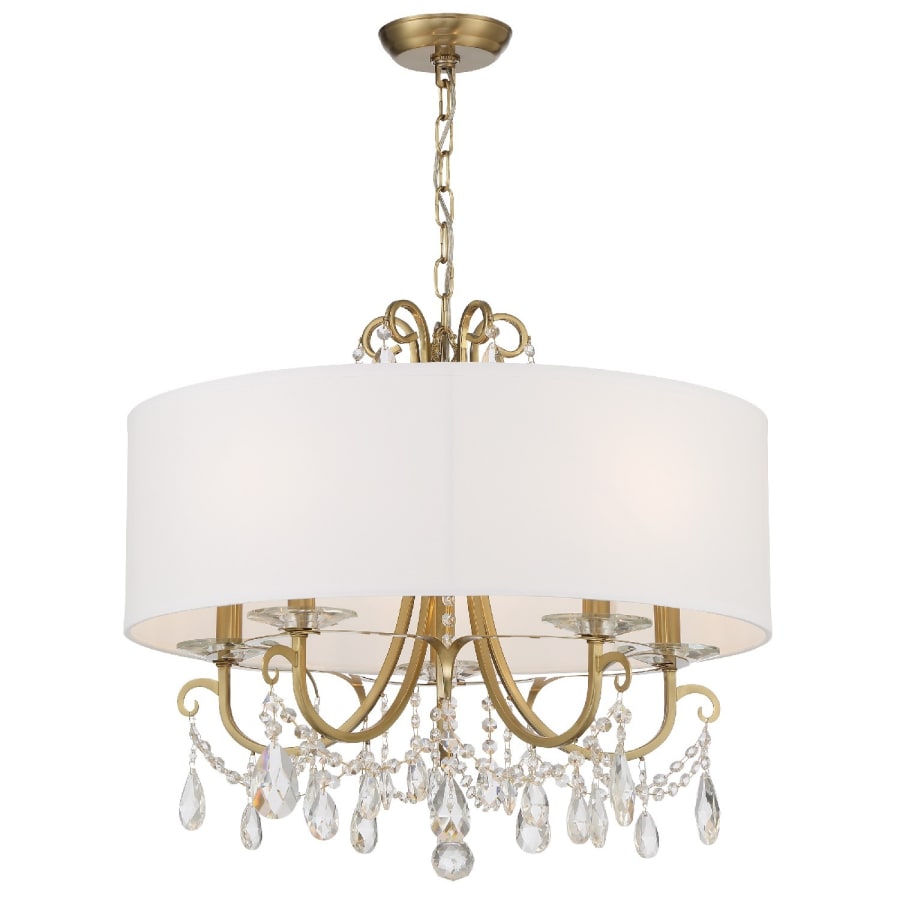 Crystorama Lighting Group Othello 5 Light 24" Wide Crystal Drum Chandelier with Silk Shade and Swarovski Strass Crystal Accents