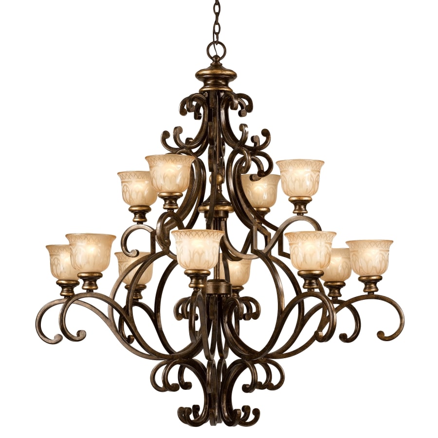 Crystorama Lighting Group Norwalk 12 Light 48" Wide Chandelier Includes Patterned Glass Shades