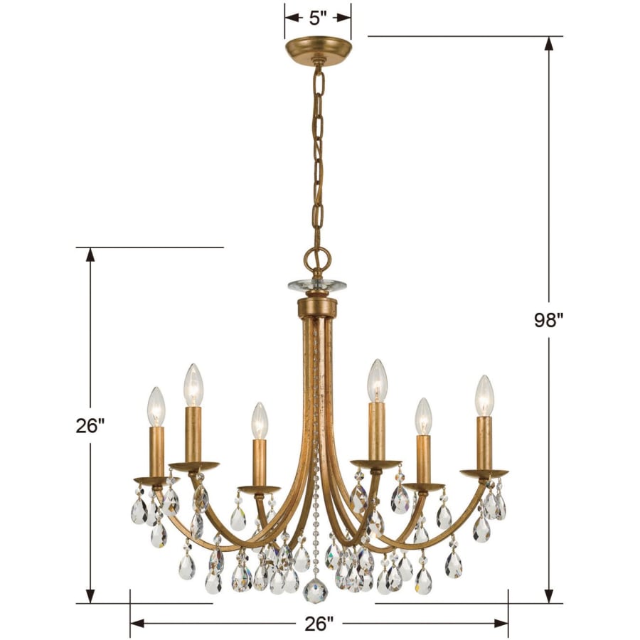 Crystorama Lighting Group Bridgehampton 6 Light 26" Wide Crystal Chandelier with Swarovski Strass Crystal Accents