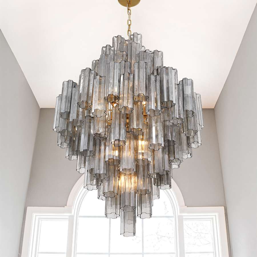 Crystorama Lighting Group Addis 20 Light 32" Wide Chandelier with Smoke Tronchi Glass