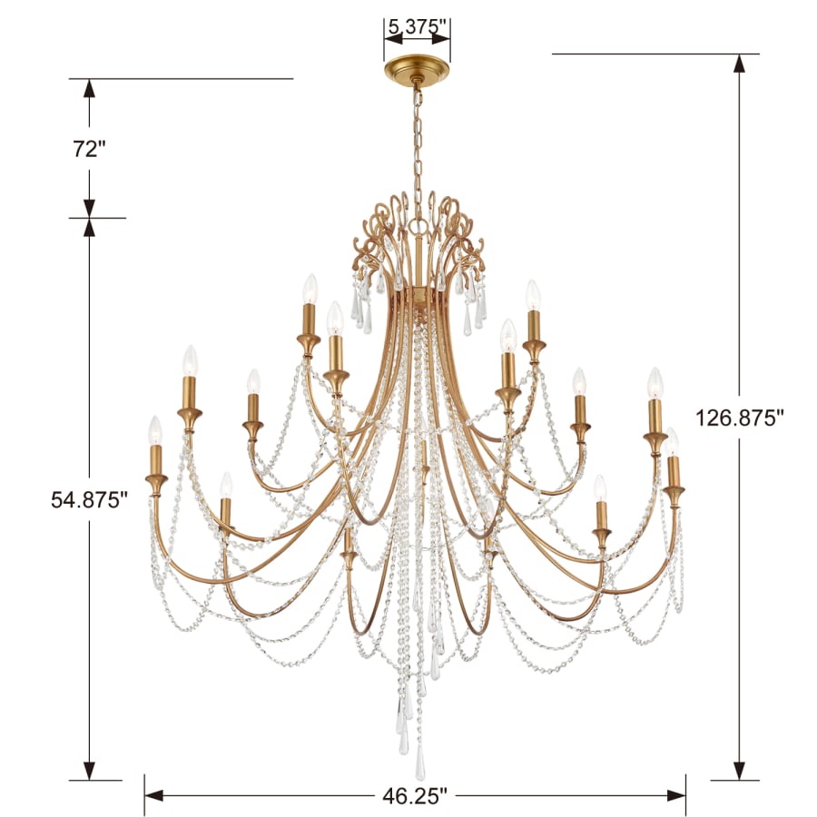 Crystorama Lighting Group Arcadia 15 Light 46" Wide Crystal Candle Style Chandelier with Hand Cut Crystal Accents