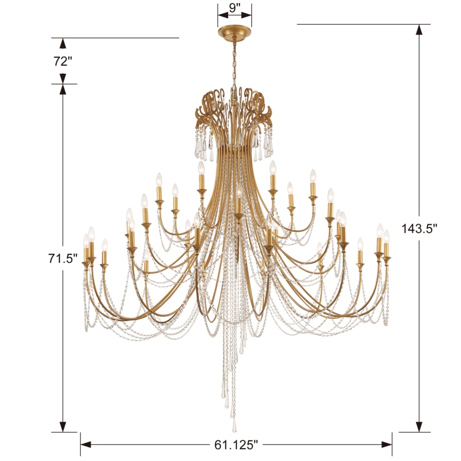 Crystorama Lighting Group Arcadia 28 Light 61" Wide Crystal Candle Style Chandelier with Hand Cut Crystal Accents