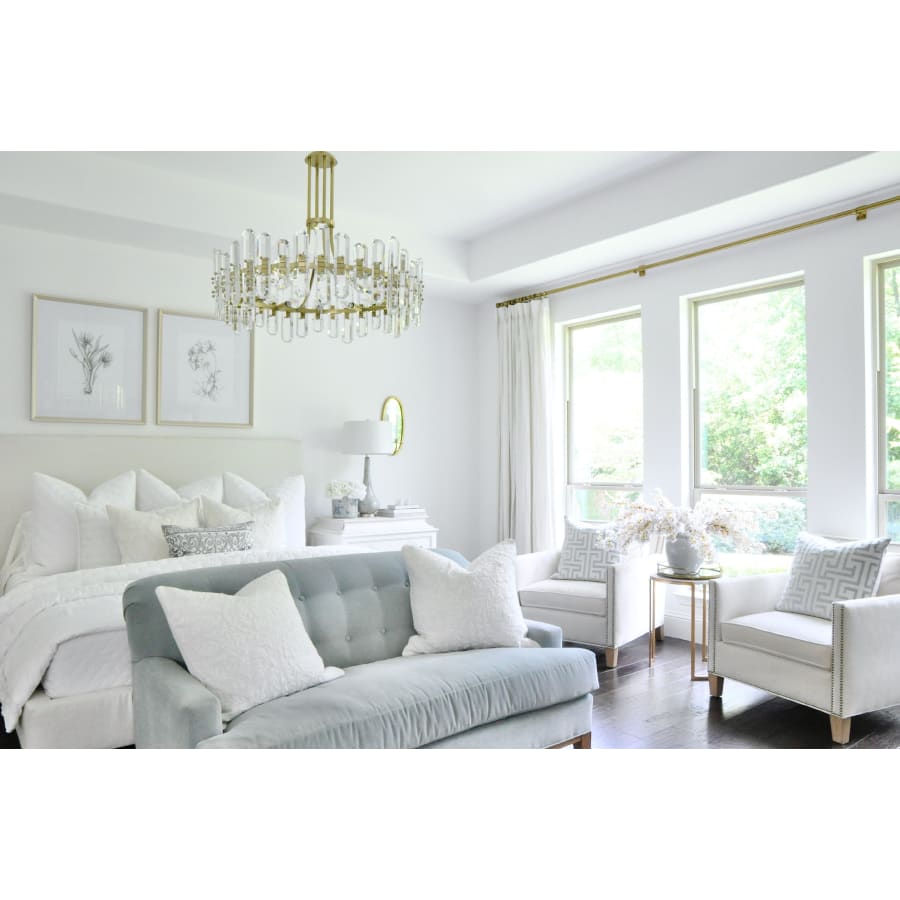 Crystorama Lighting Group Bolton 12 Light 31" Wide Crystal Drum Chandelier with Faceted Crystal Accents